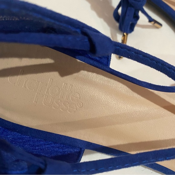 CHARLOTTE RUSSE Suede Qupid Lace Up Pointed Toe D’Orsay Flats Sandal blue size 6 - Picture 5 of 6